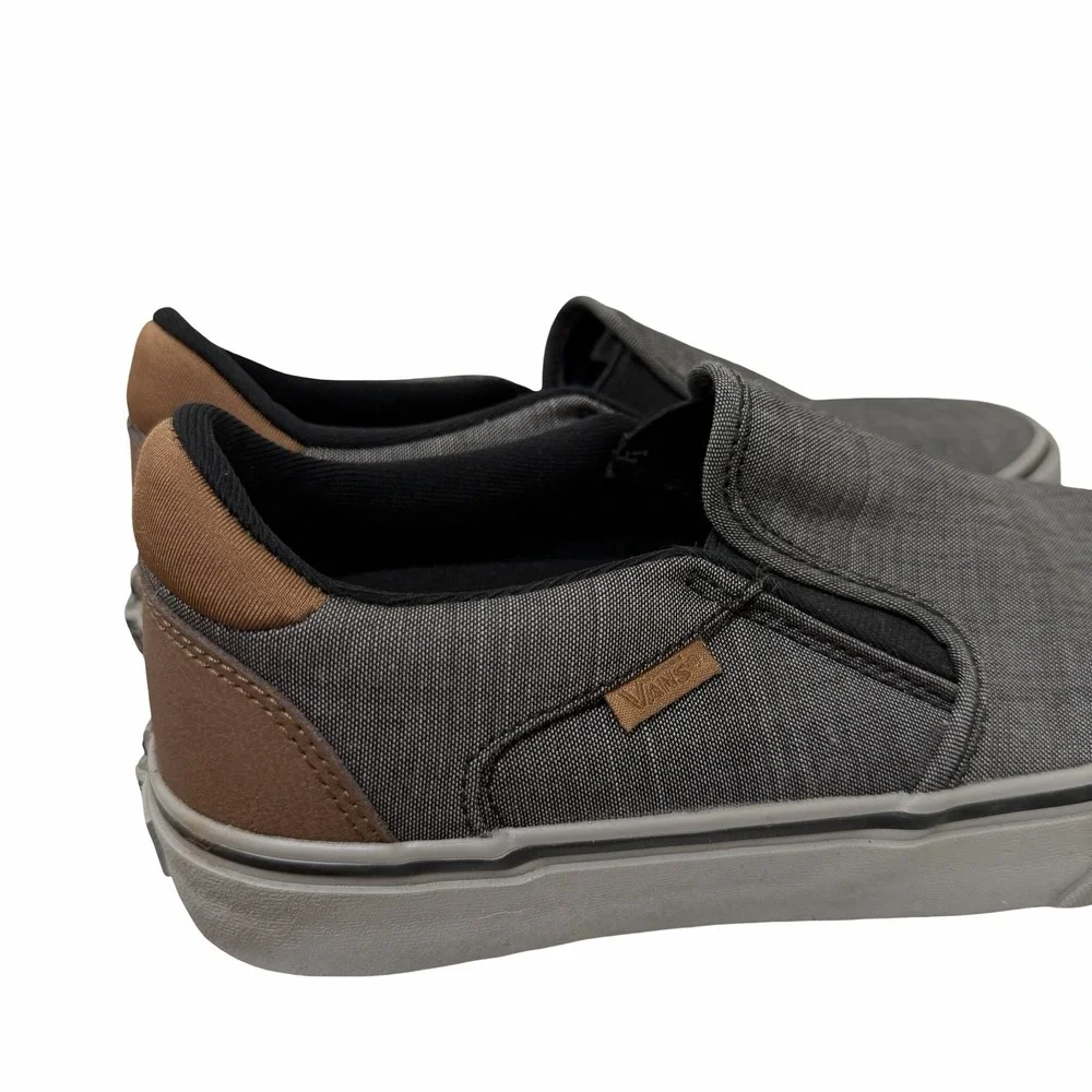 VANS Asher Deluxe Slip On Sneaker Mens US 7.5 EU 40 Gray Skateboard Skater Shoes